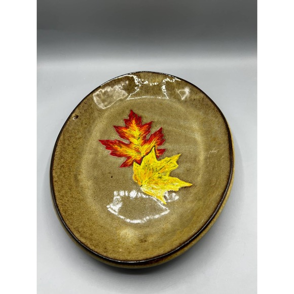 Vintage Autumn Decor Fall Leaves Serving Platter Maple Leaves Pottery - Picture 7 of 9